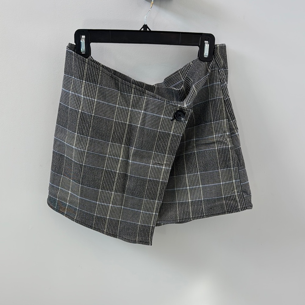 Gray Plaid Mini Skirt